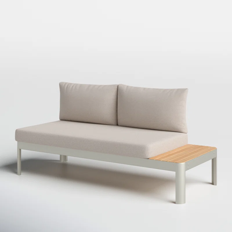 Brix 67.8'' Wide Straight Aluminum Loveseat with Cushions White Frame/Light Sand Cushion