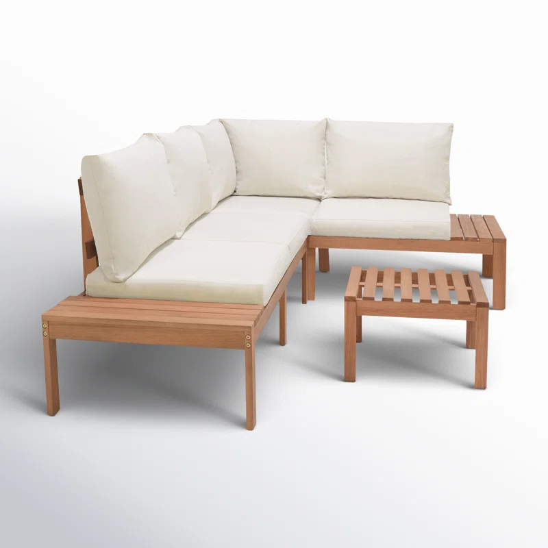 Tempo Eucalyptus 4 - Person Modular Patio Conversation Sets with Cushions White Performance