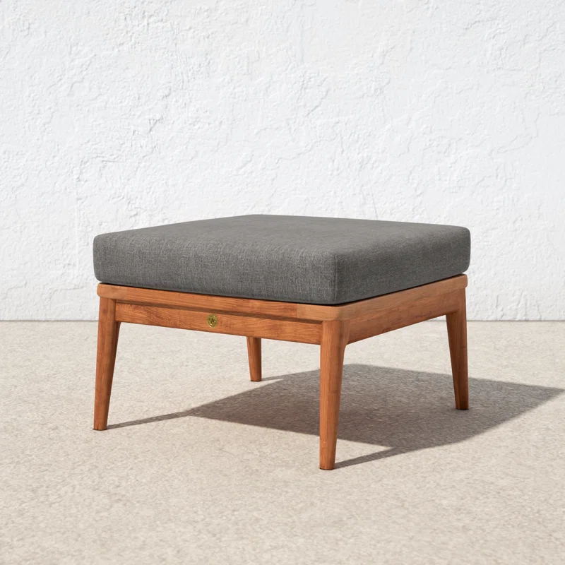 Tempo Teak Outdoor Ottoman with Cushion