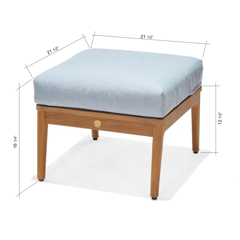 Tempo Teak Outdoor Ottoman with Cushion