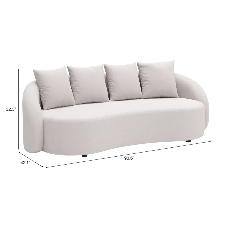 Kaly 90.6'' Wide Curved Aluminum Patio Sofa with Cushions