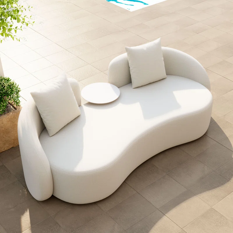 Kaly 90.6'' Wide Curved Patio Sofa with Cushions