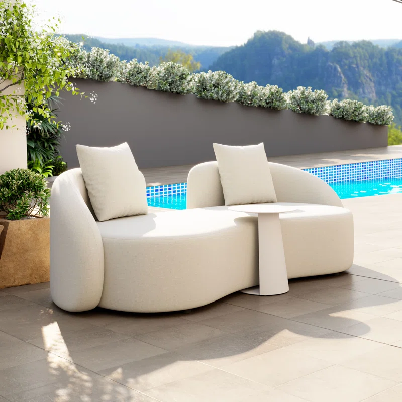 Kaly 90.6'' Wide Curved Patio Sofa with Cushions