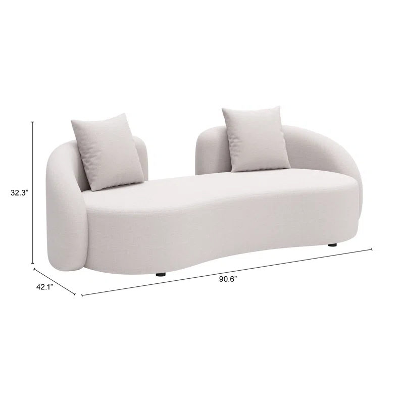 Kaly 90.6'' Wide Curved Patio Sofa with Cushions