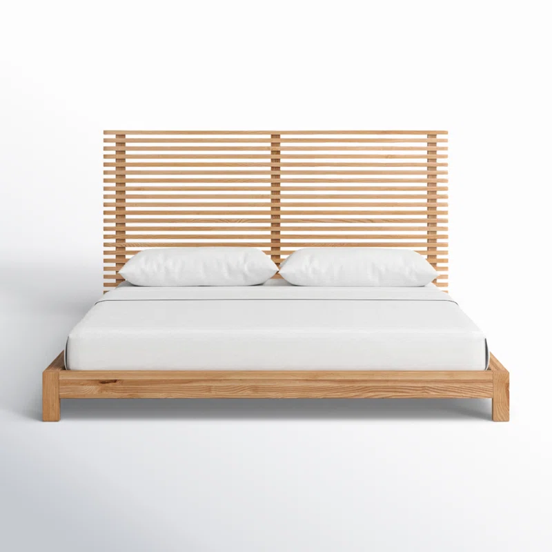 Finnian Solid Wood Bed Queen,Light Oak