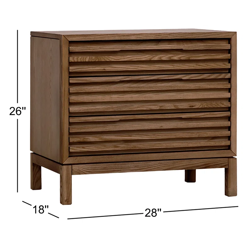Finnian 3 - Drawer Nightstand Walnut