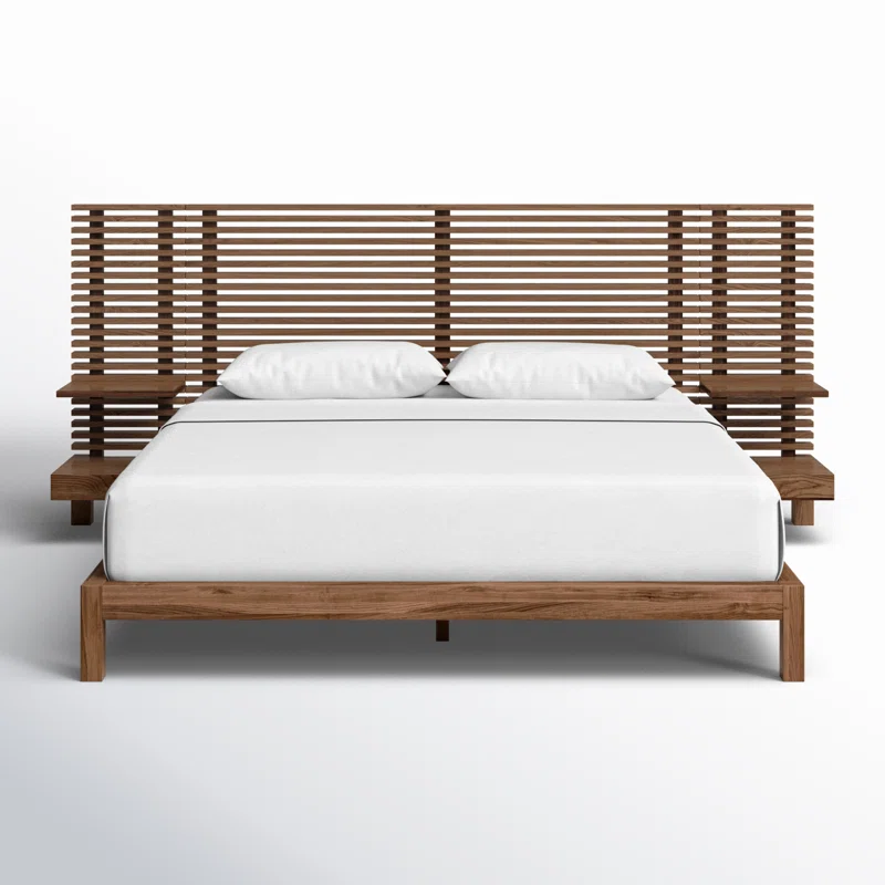 Finnian Solid Wood Panel Storage Bed Queen,Walnut
