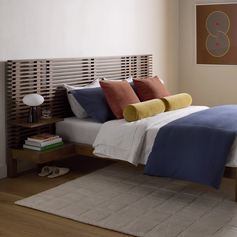 Finnian Solid Wood Panel Storage Bed Queen,Walnut