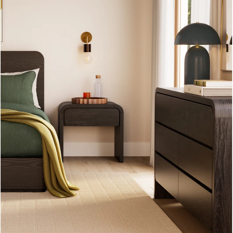 Nori 1 - Drawer Nightstand in Jet Black Jet Black