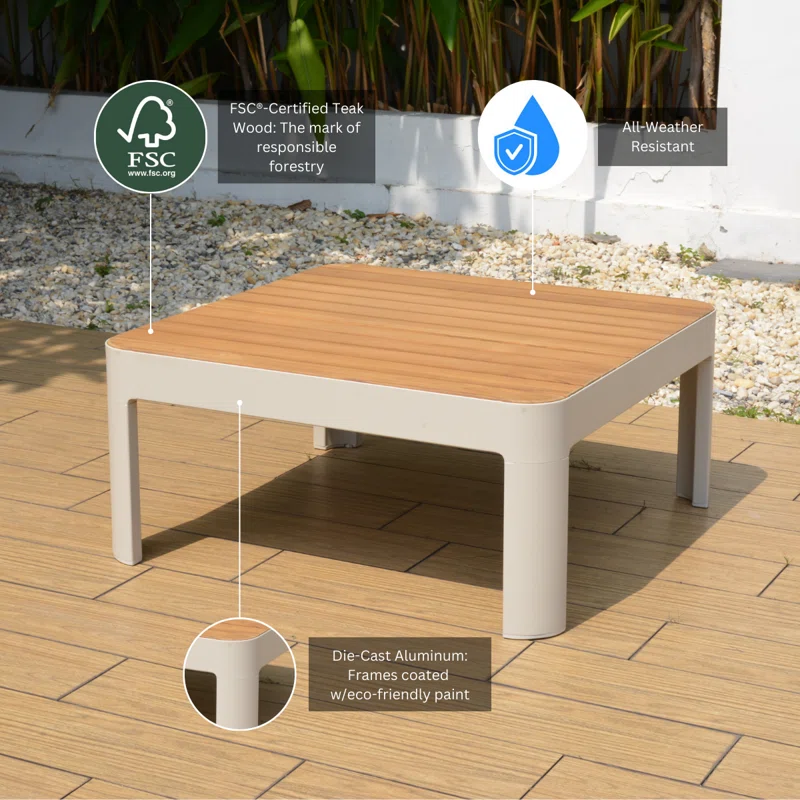 Brix 3 Pieces of FSC Teak Outdoor Seating Set