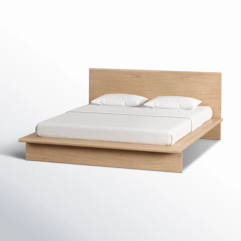 Soleil Wood Platform Bed King,Light Brown