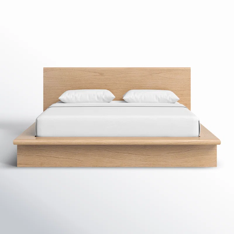 Soleil Wood Platform Bed King,Light Brown