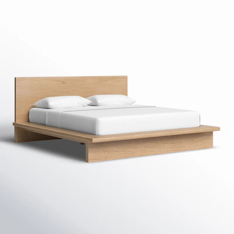 Soleil Wood Platform Bed King,Light Brown