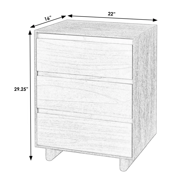 Soleil 3 - Drawer Nightstand Black